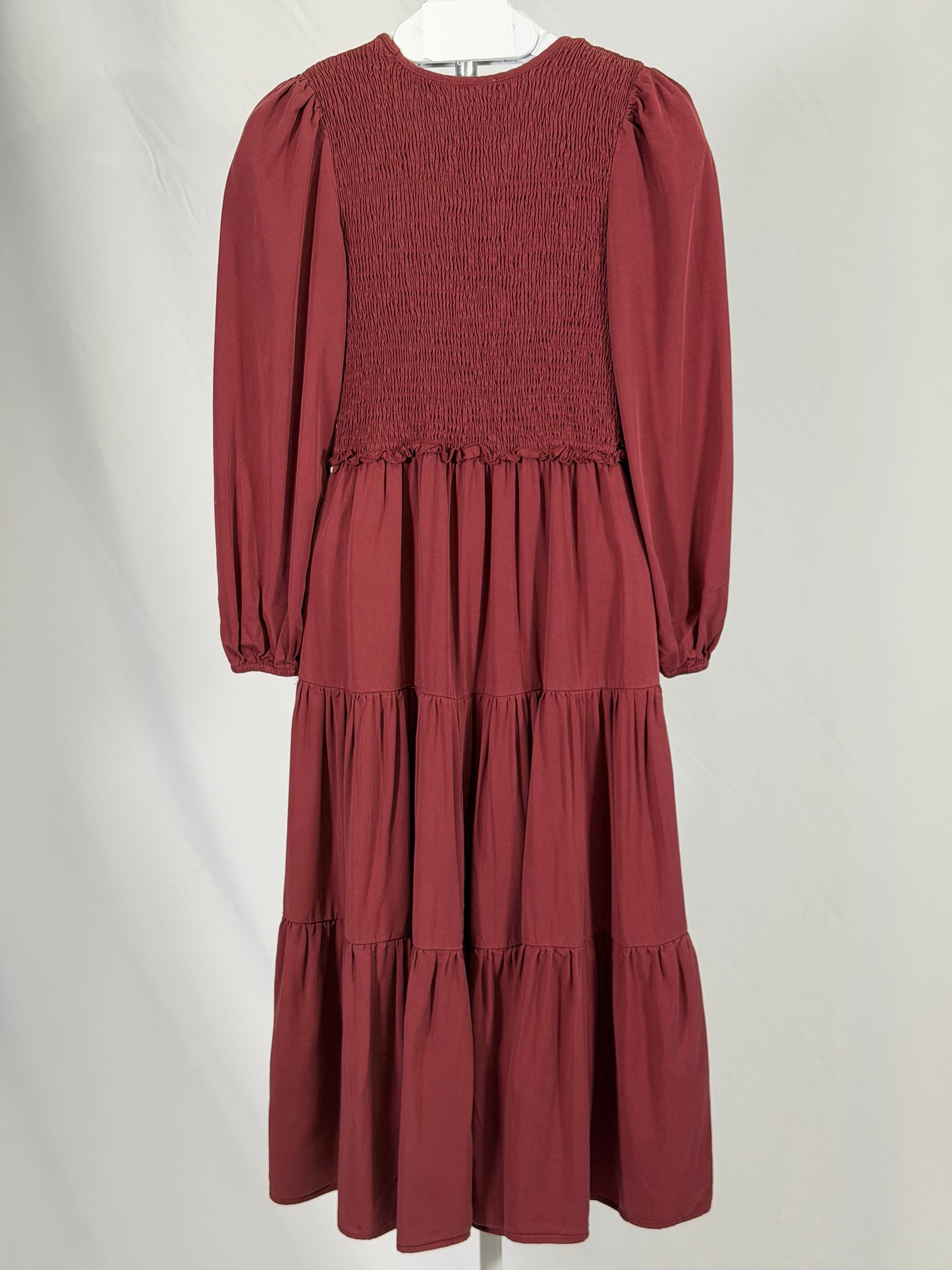 Bohme rusty smocked long sleeve midi dress