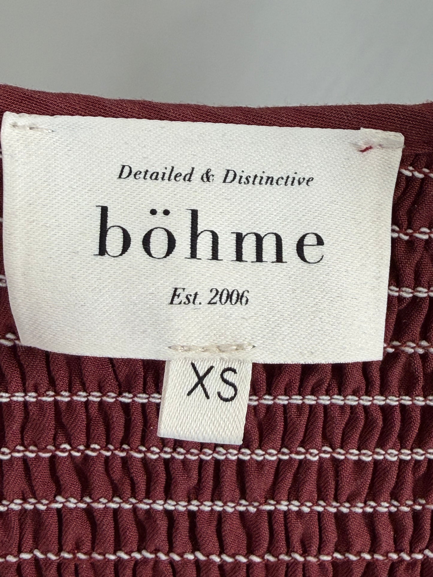 Bohme rusty smocked long sleeve midi dress