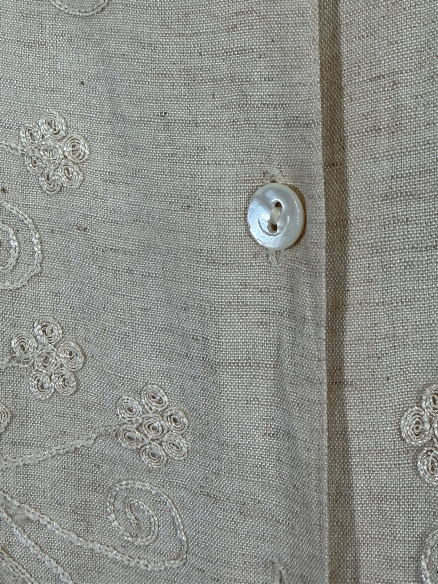 Vintage 90s Ivy Impressions cream linen midi dress