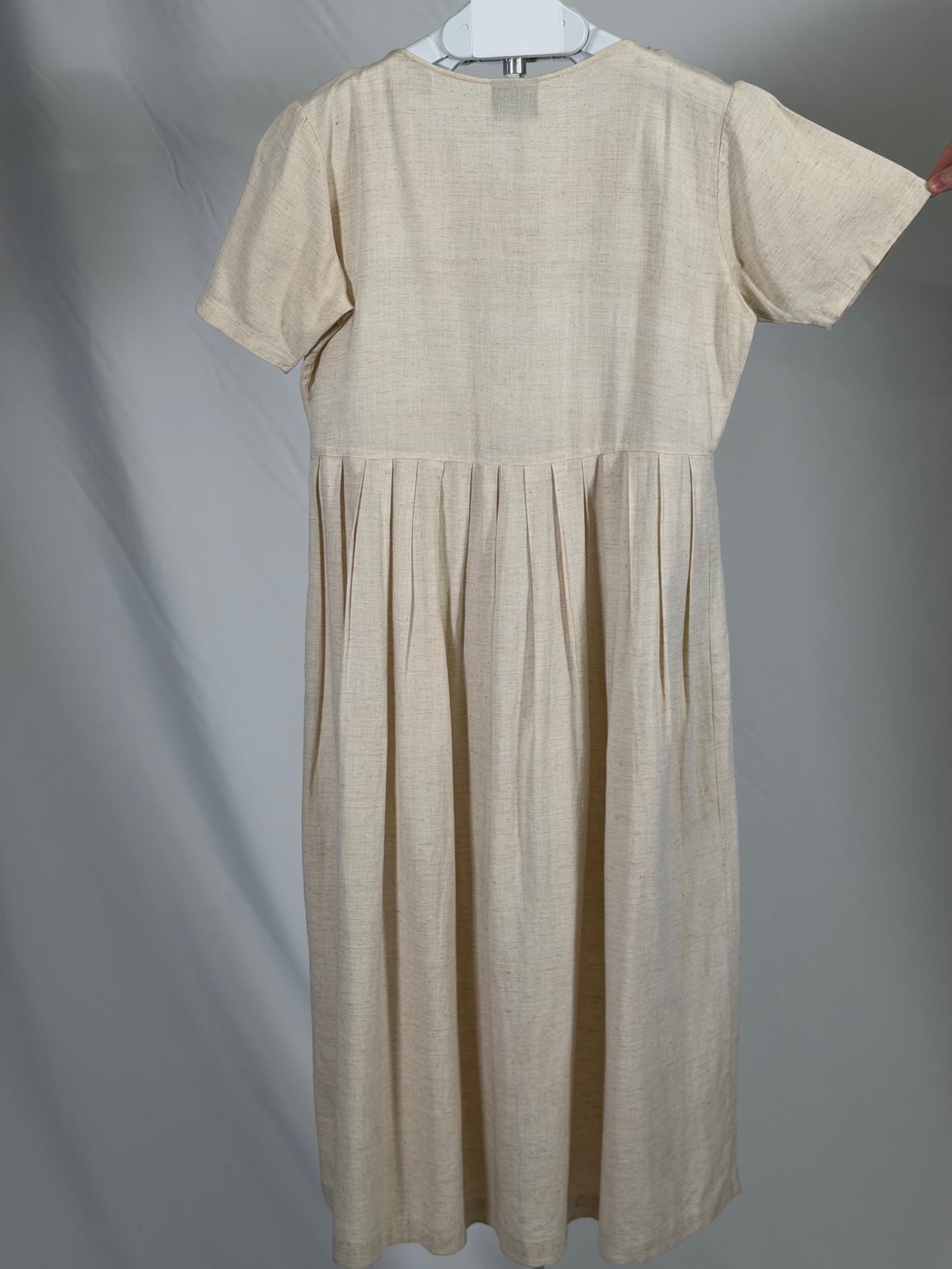 Vintage 90s Ivy Impressions cream linen midi dress