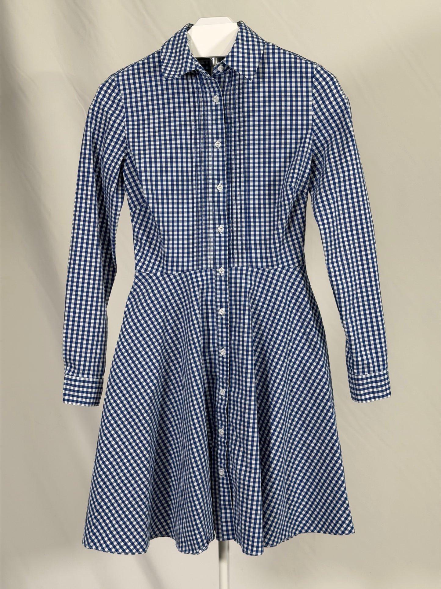 Cremieux blue & white gingham midi shirtdress