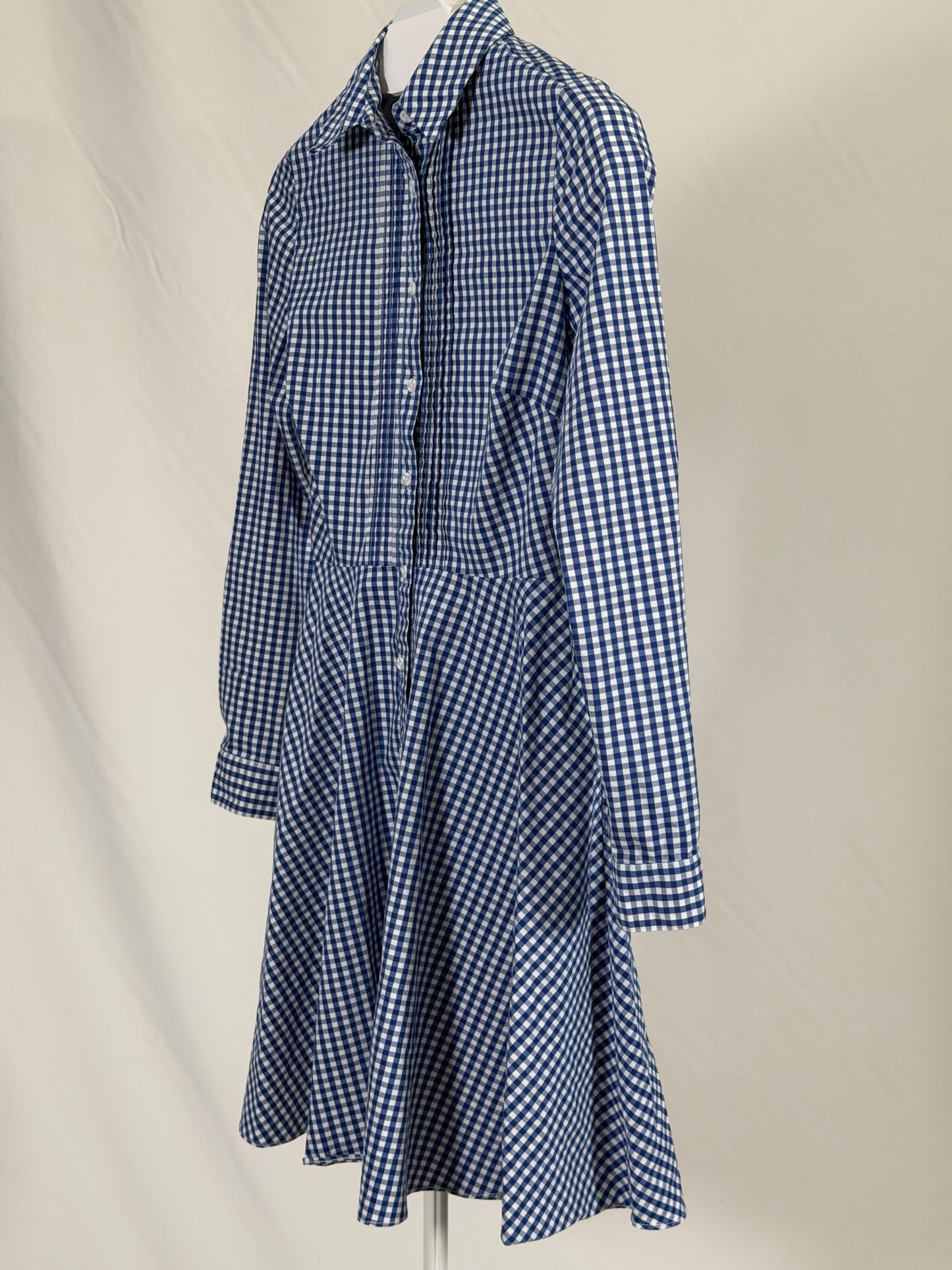 Cremieux blue & white gingham midi shirtdress