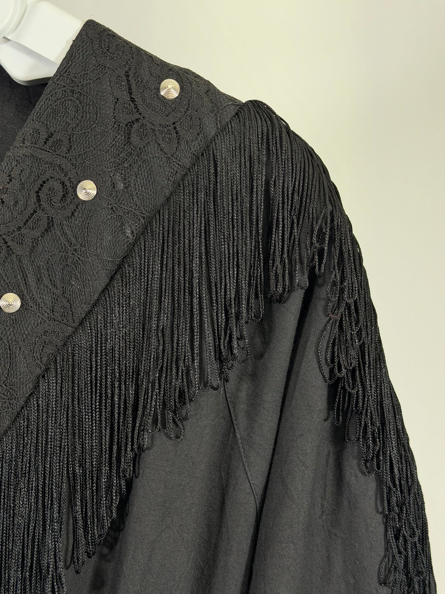 Vintage 80s black fringe western dress