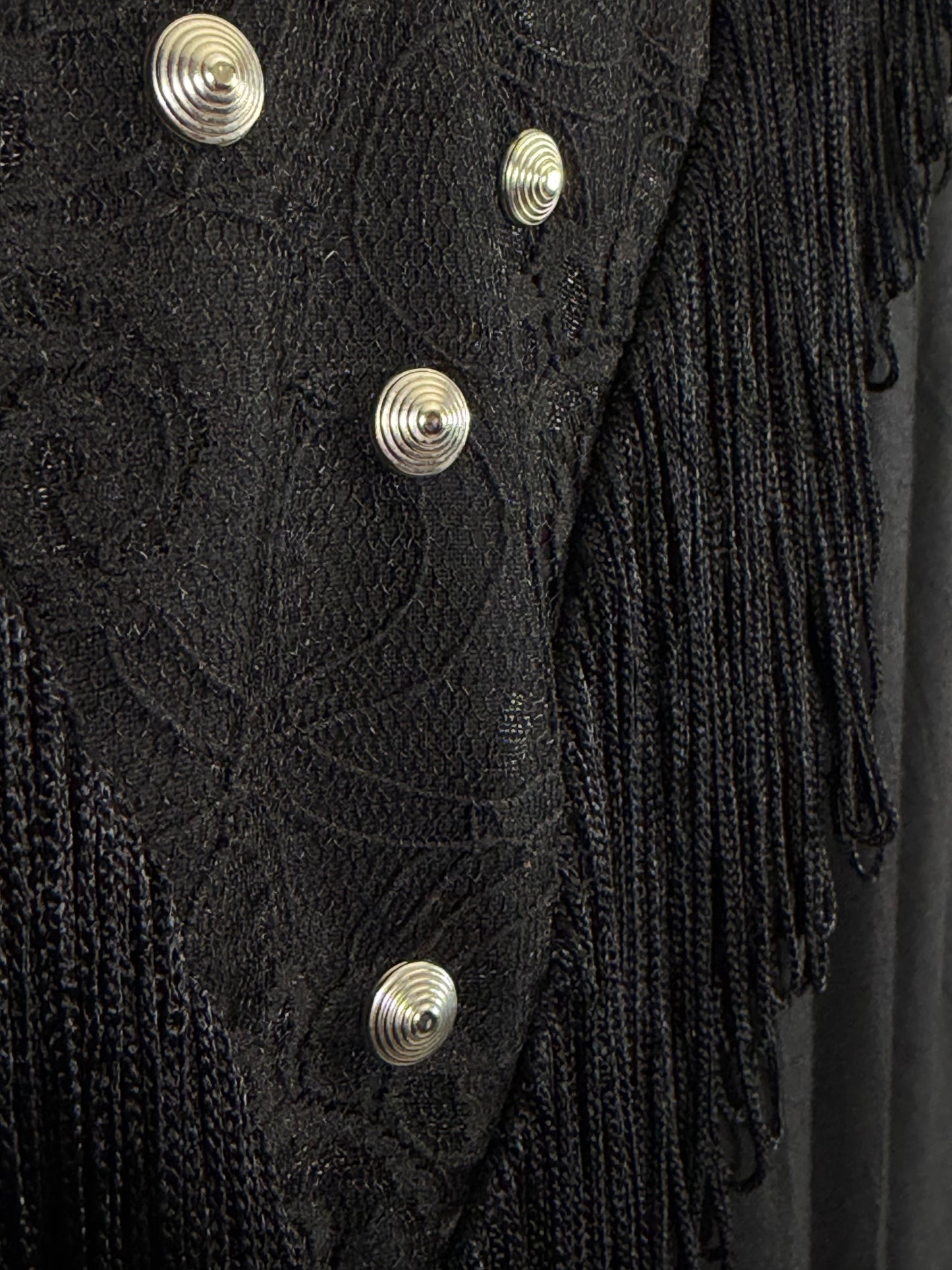 Vintage 80s black fringe western dress