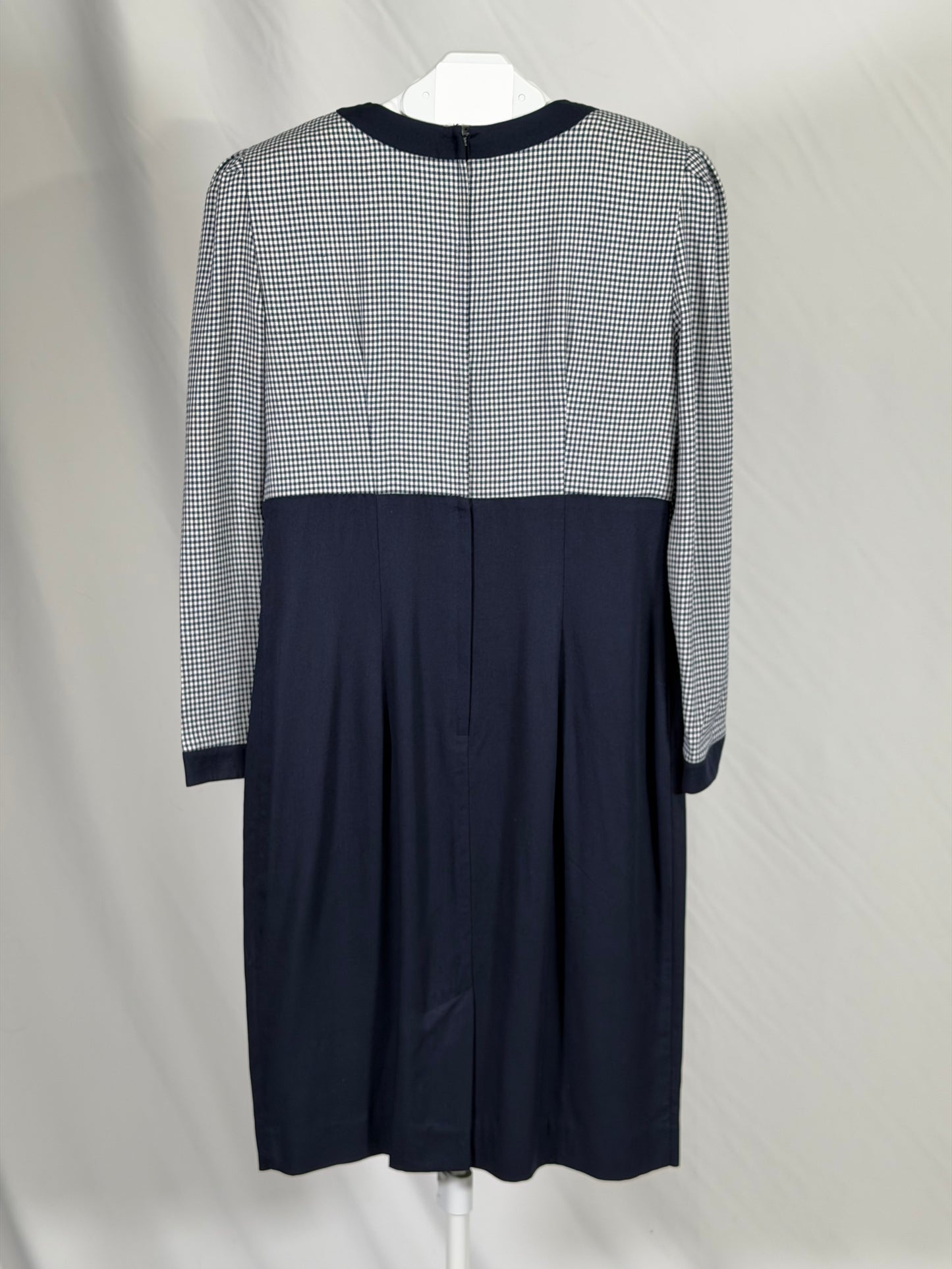 Vintage 80s/90s Santa Fe navy houndstooth midi dress
