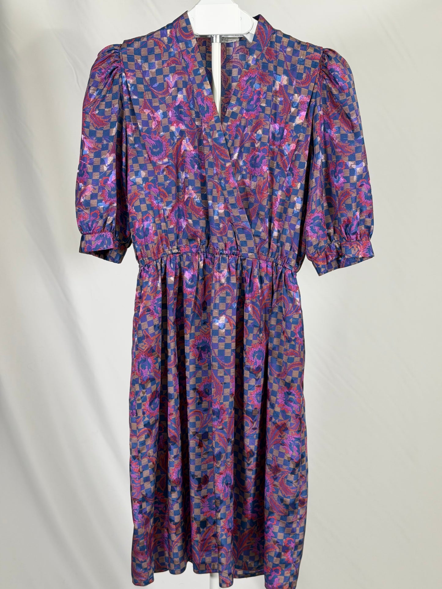 Vintage 70s P.C.F Petites metallic midi dress