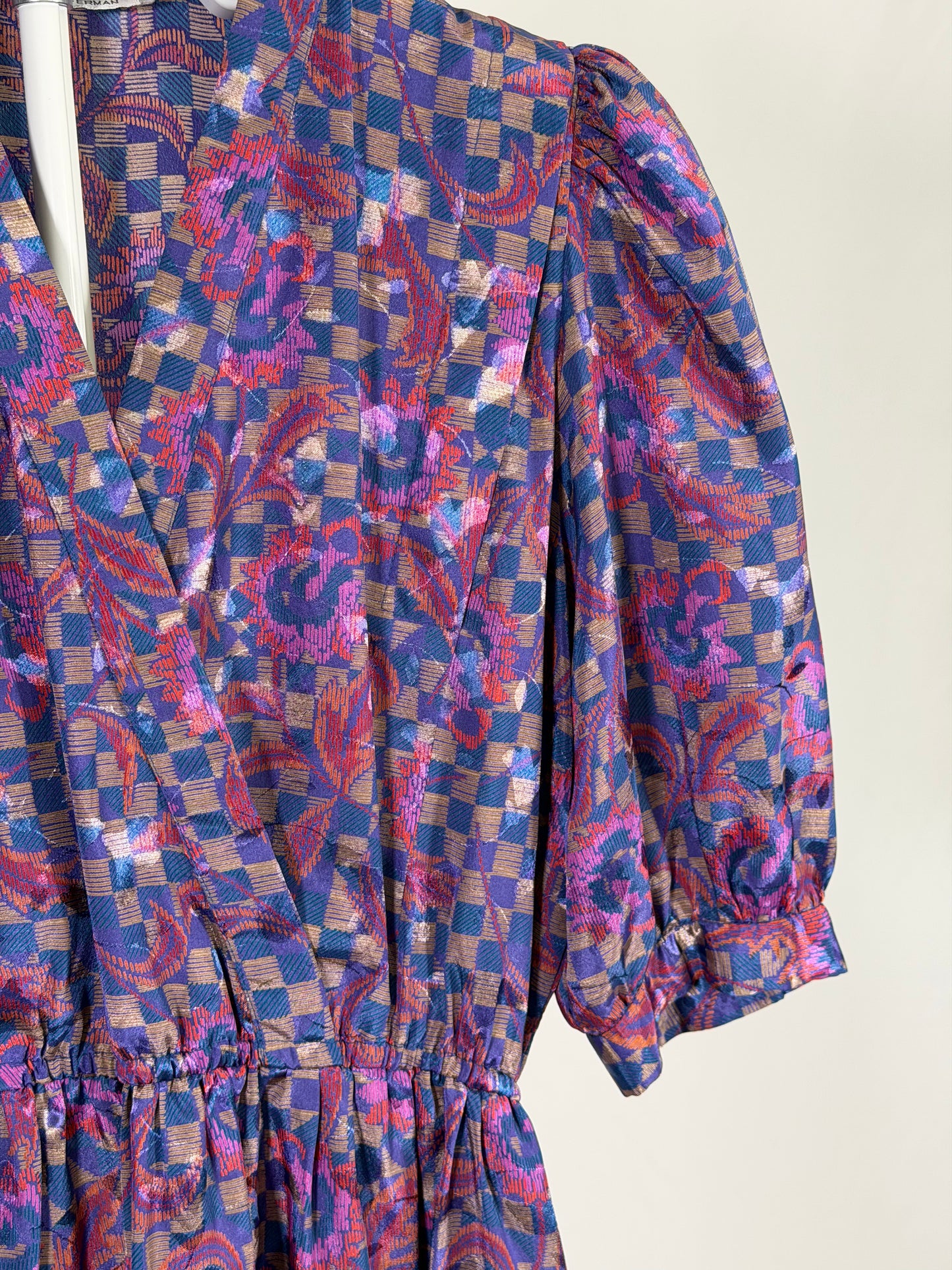 Vintage 70s P.C.F Petites metallic midi dress