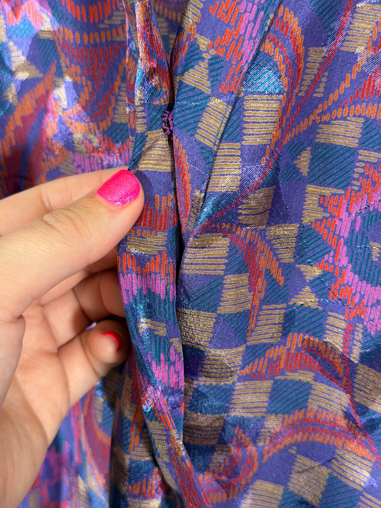 Vintage 70s P.C.F Petites metallic midi dress