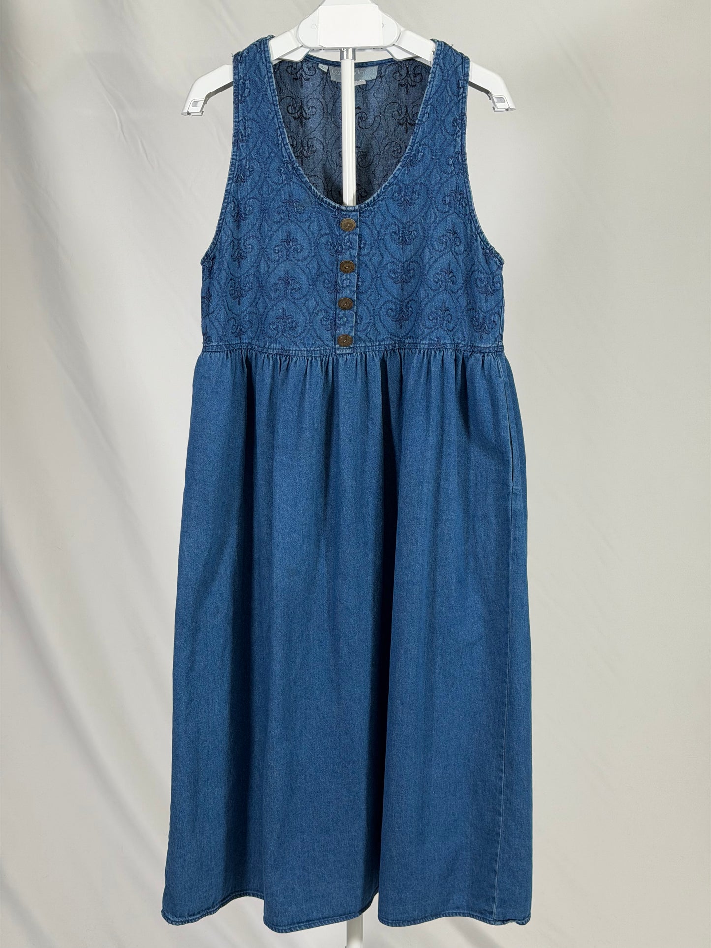 Vintage 90s Carol Anderson C. embroidered denim jumper dress
