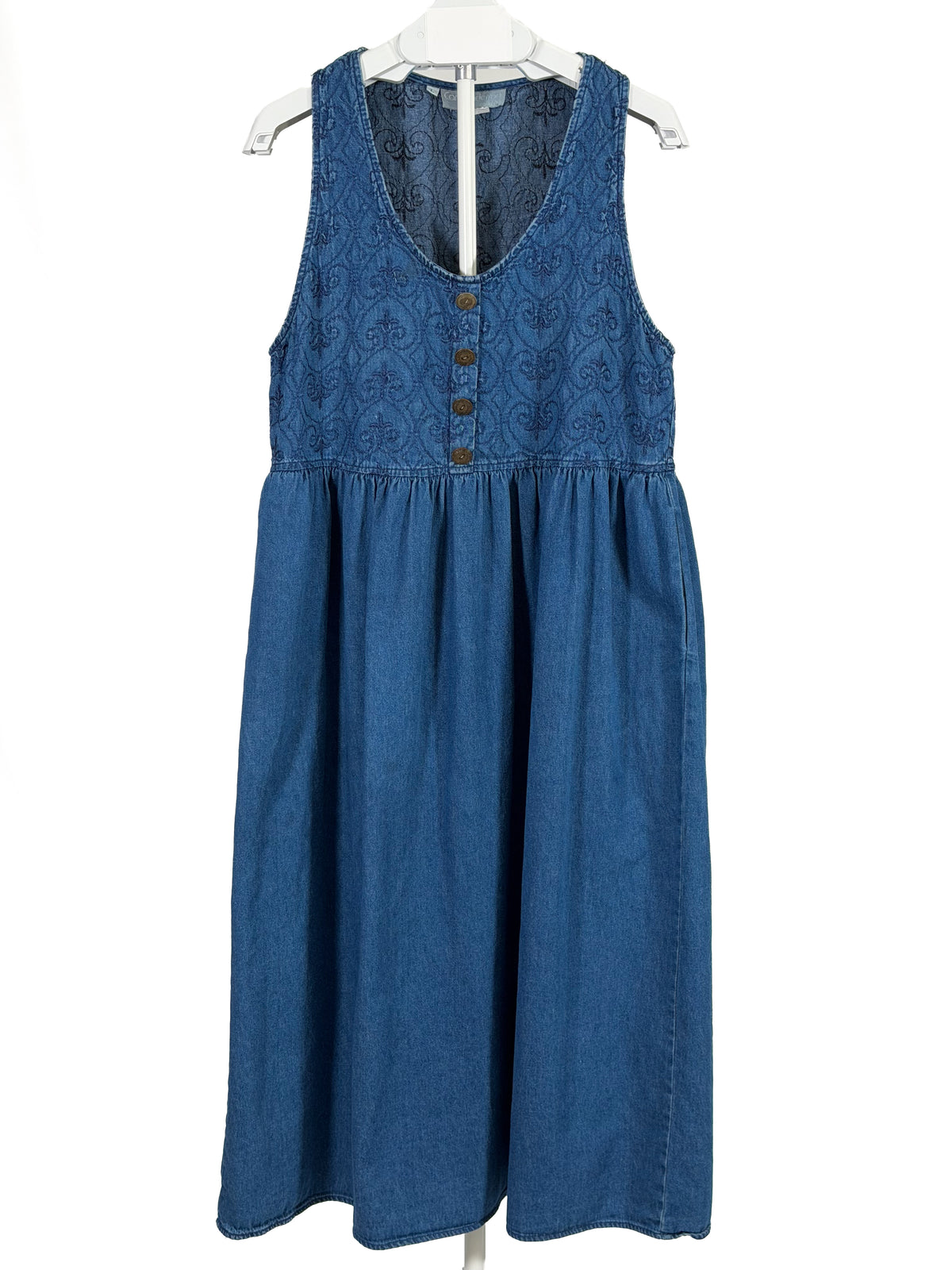 Vintage 90s Carol Anderson C. embroidered denim jumper dress