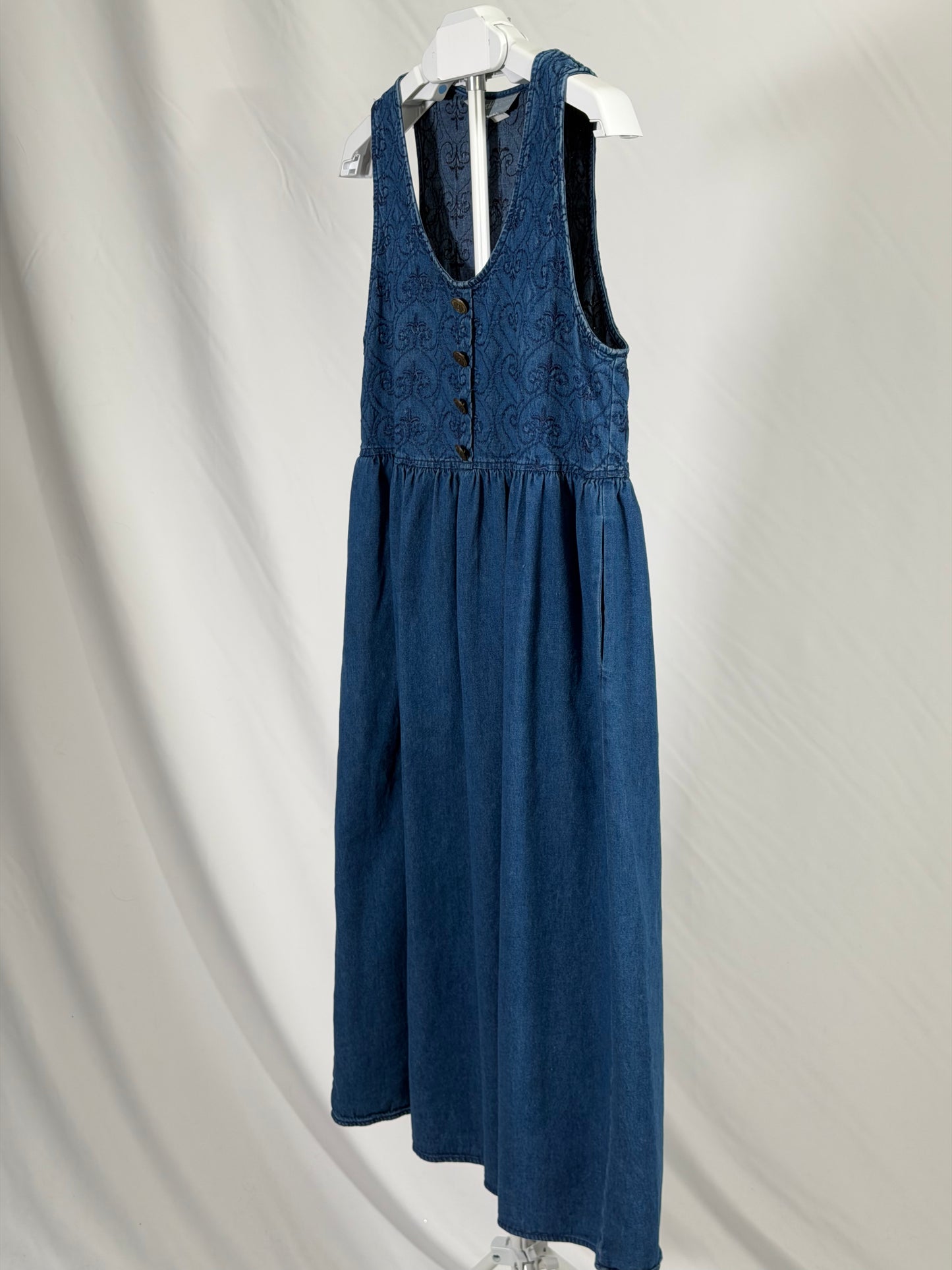 Vintage 90s Carol Anderson C. embroidered denim jumper dress