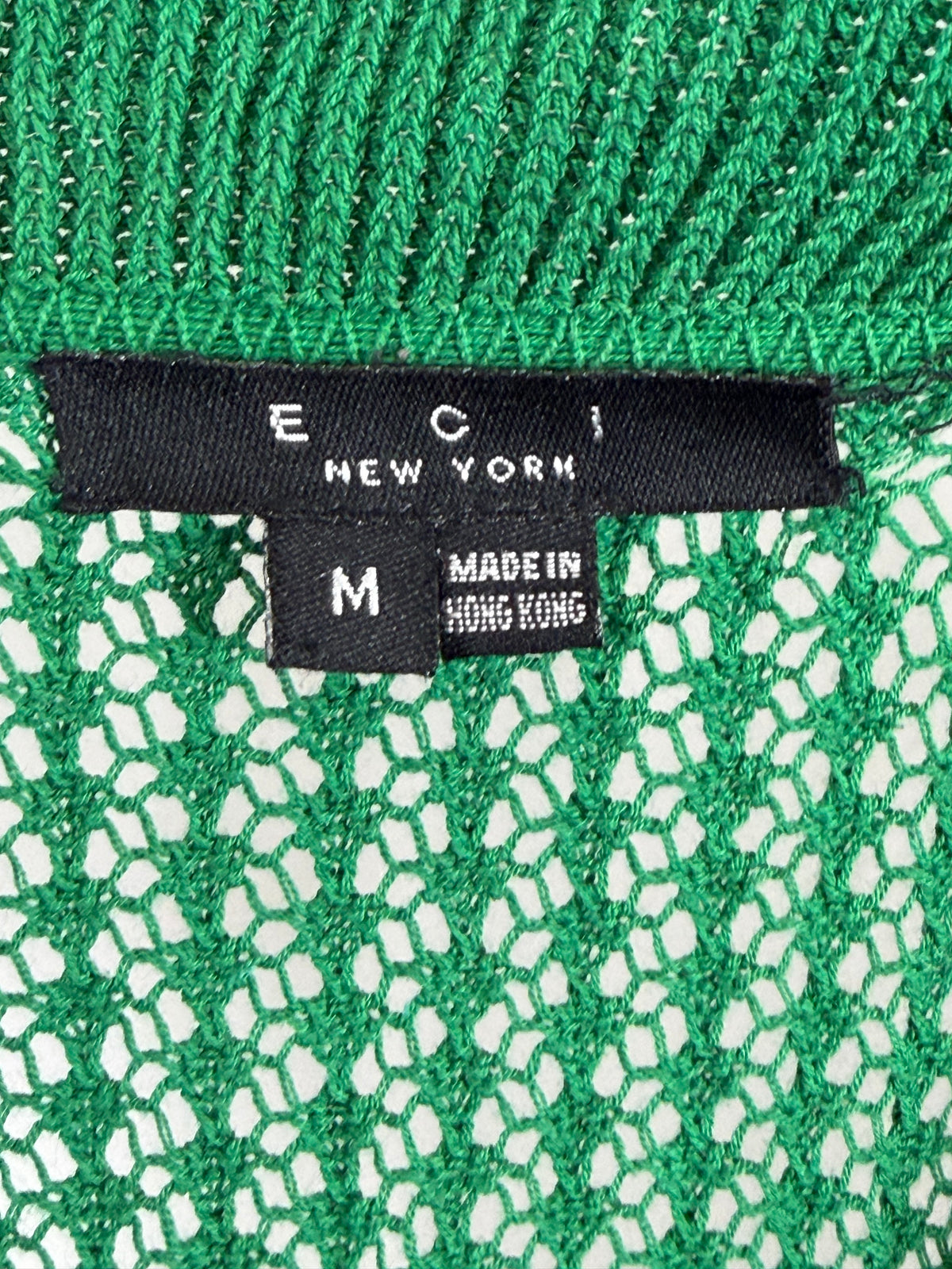 Vintage Y2K ECI green open knit ruffle tie front duster cardigan