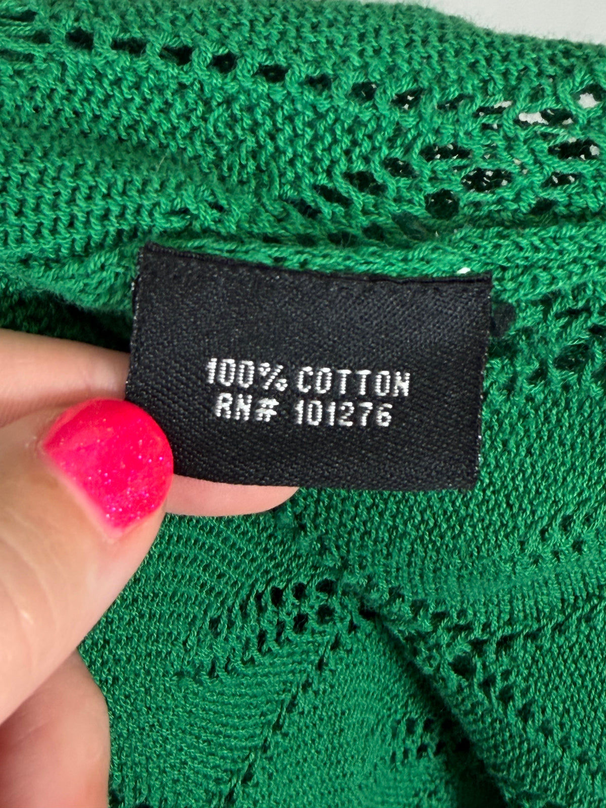 Vintage Y2K ECI green open knit ruffle tie front duster cardigan