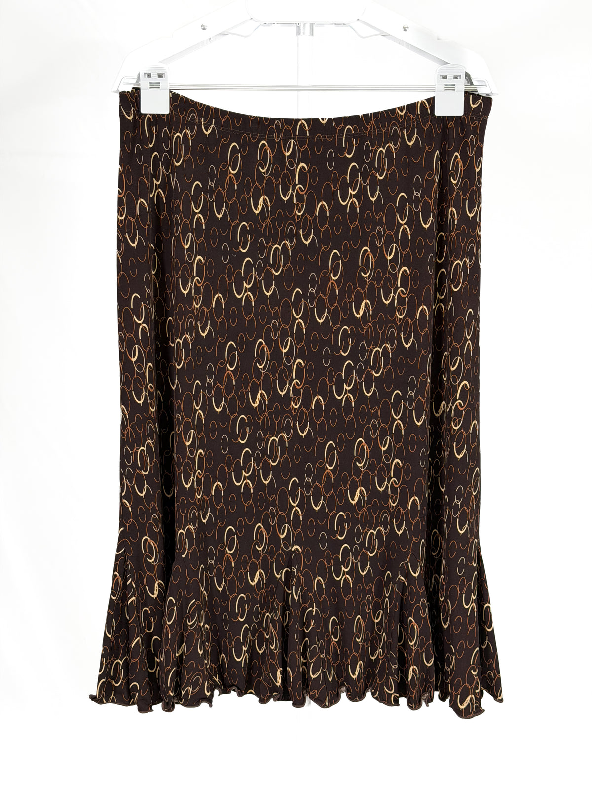 Vintage Y2K Susan Graven brown chain print midi skirt