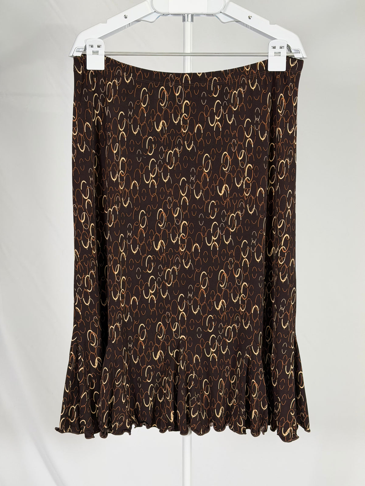 Vintage Y2K Susan Graven brown chain print midi skirt