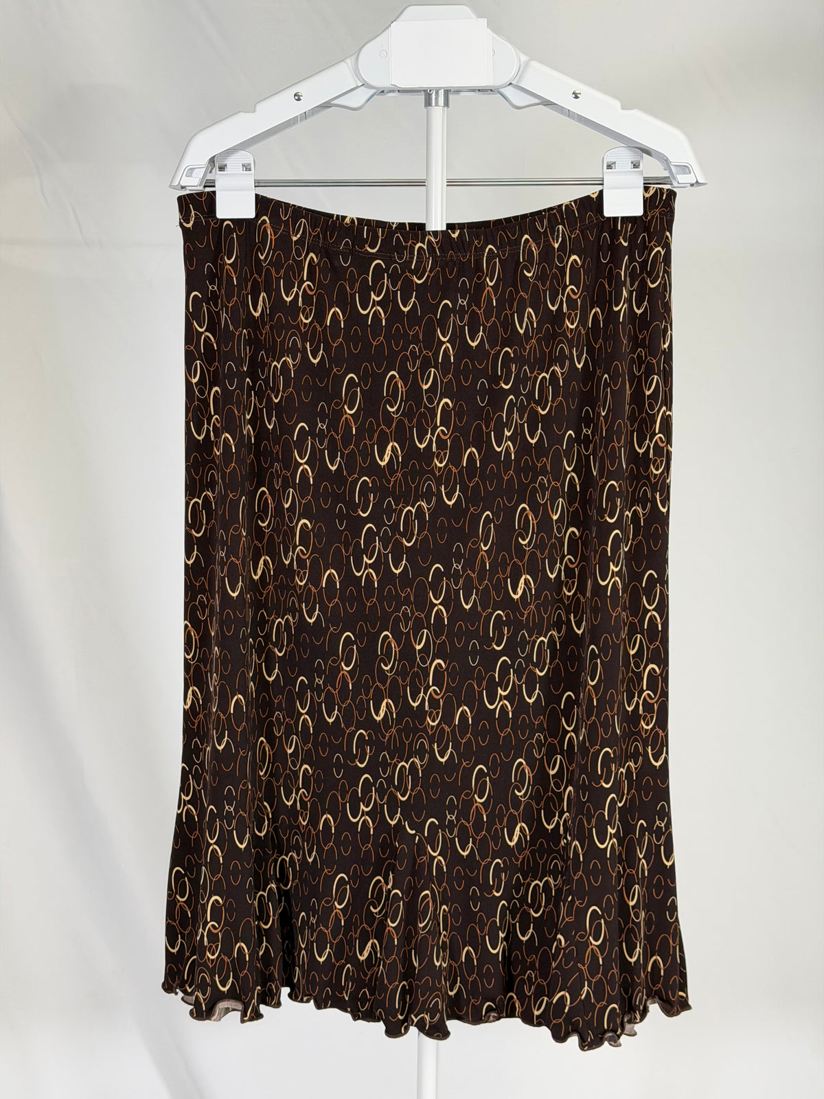 Vintage Y2K Susan Graven brown chain print midi skirt