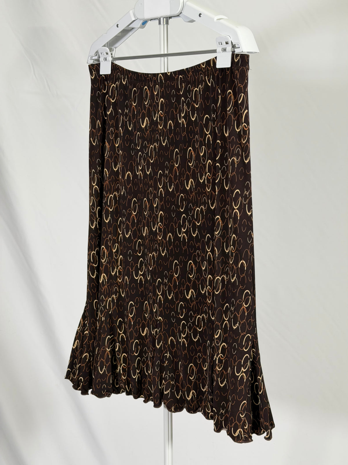 Vintage Y2K Susan Graven brown chain print midi skirt