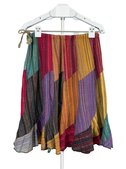 Vintage Y2K Everest Handicrafts metallic gold patchwork midi skirt