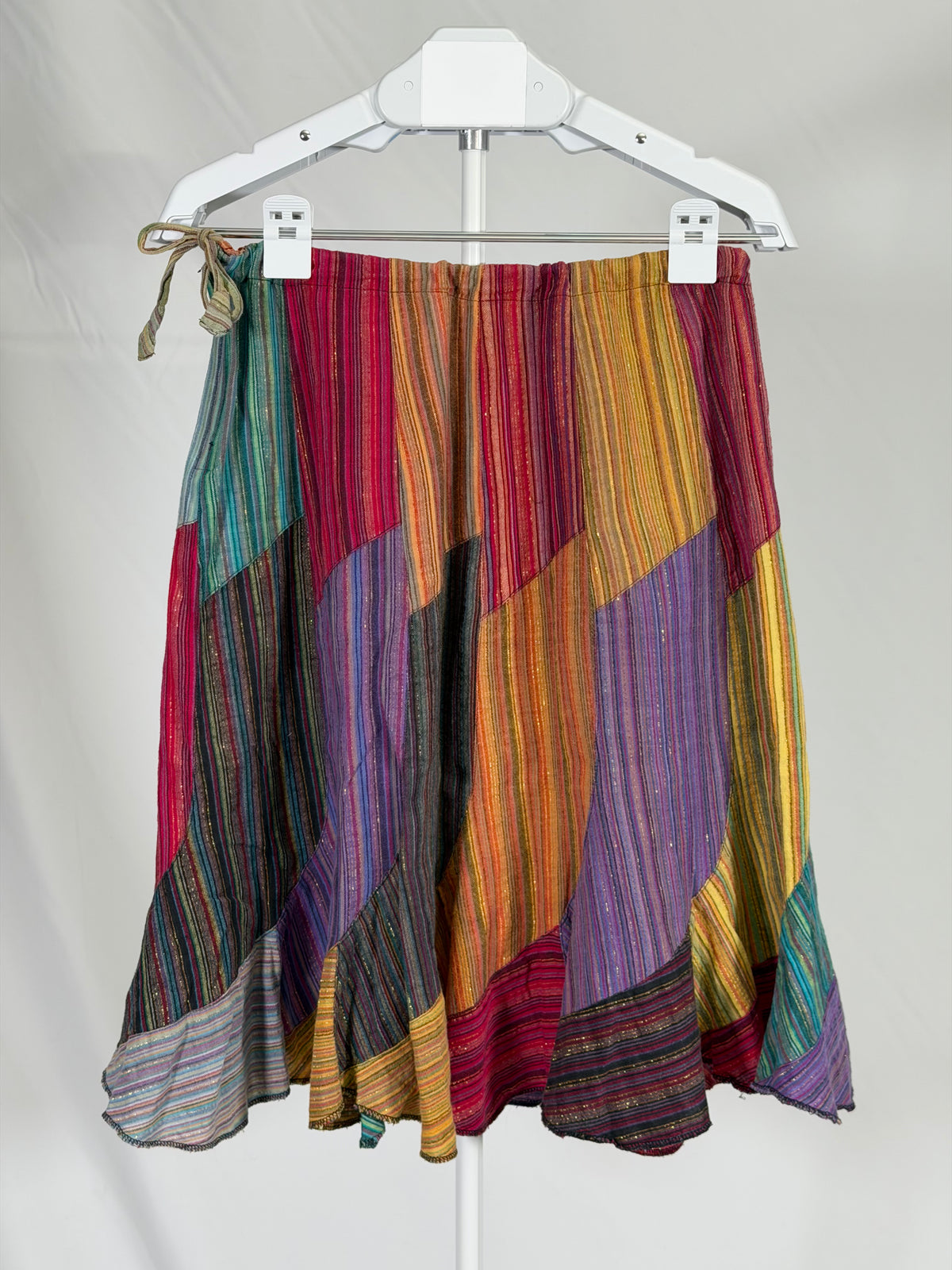 Vintage Y2K Everest Handicrafts metallic gold patchwork midi skirt