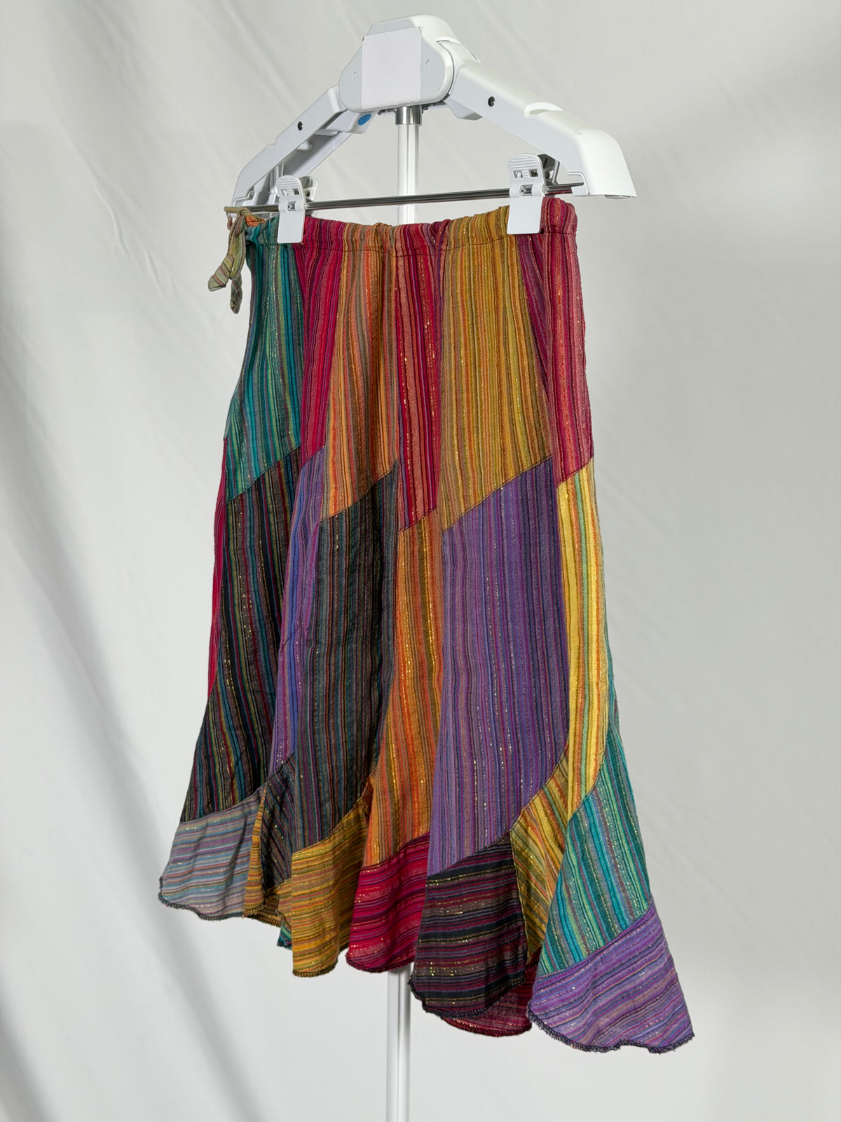 Vintage Y2K Everest Handicrafts metallic gold patchwork midi skirt