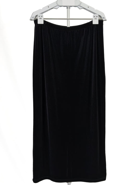 Vintage 90s AGB Byer California black velvet back slit maxi skirt