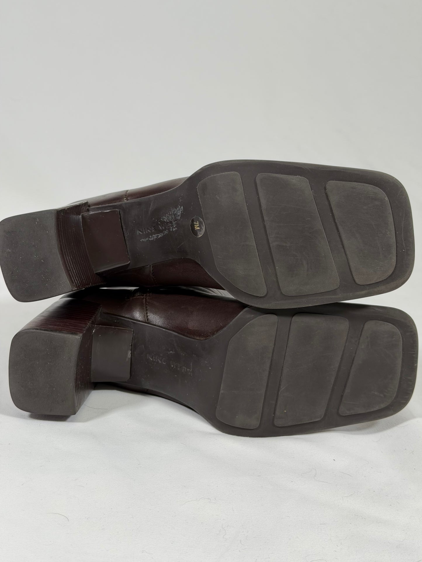 Vintage 90s Y2K Nine West brown leather square toe boots