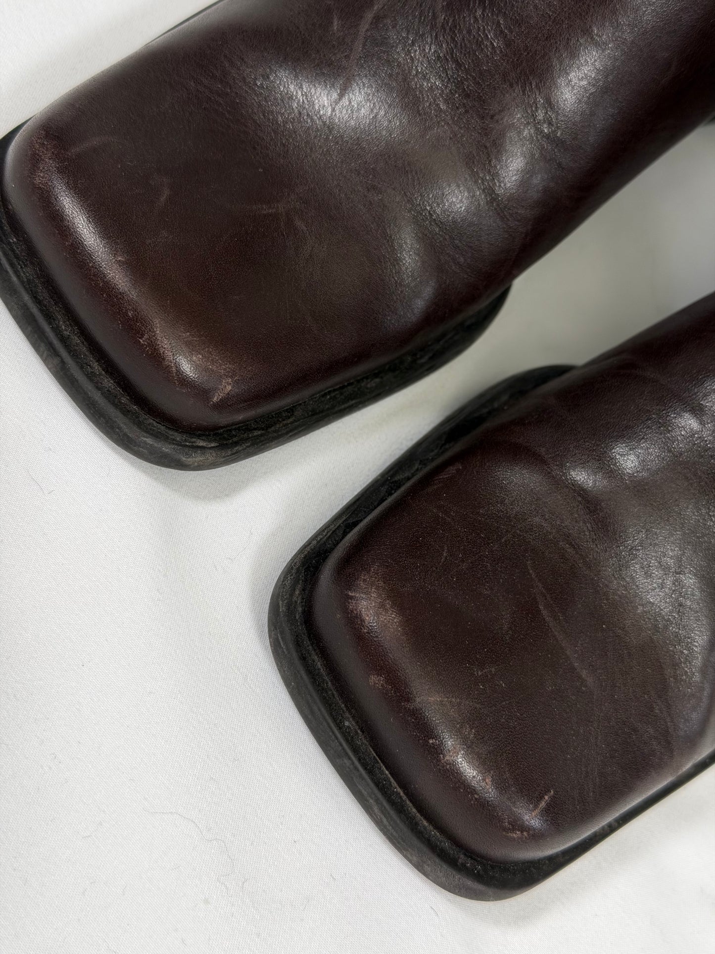 Vintage 90s Y2K Nine West brown leather square toe boots