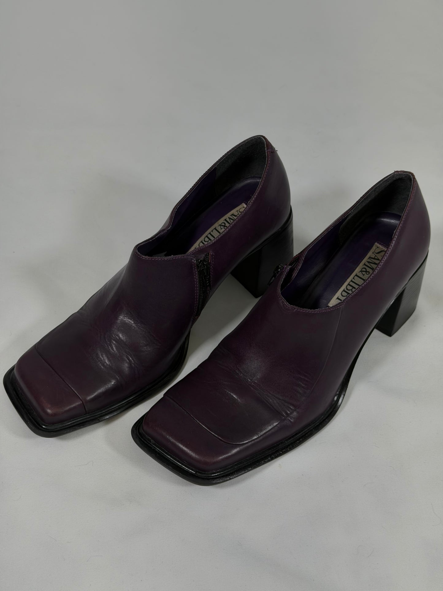 Vintage 90s Y2K Sam & Libby plum square toe block heels