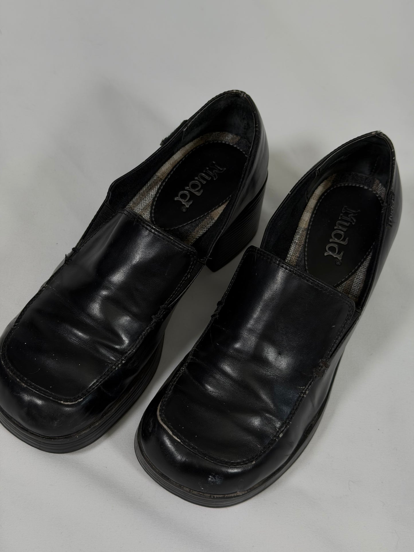 Vintage Y2K Mudd black chunky platform loafers
