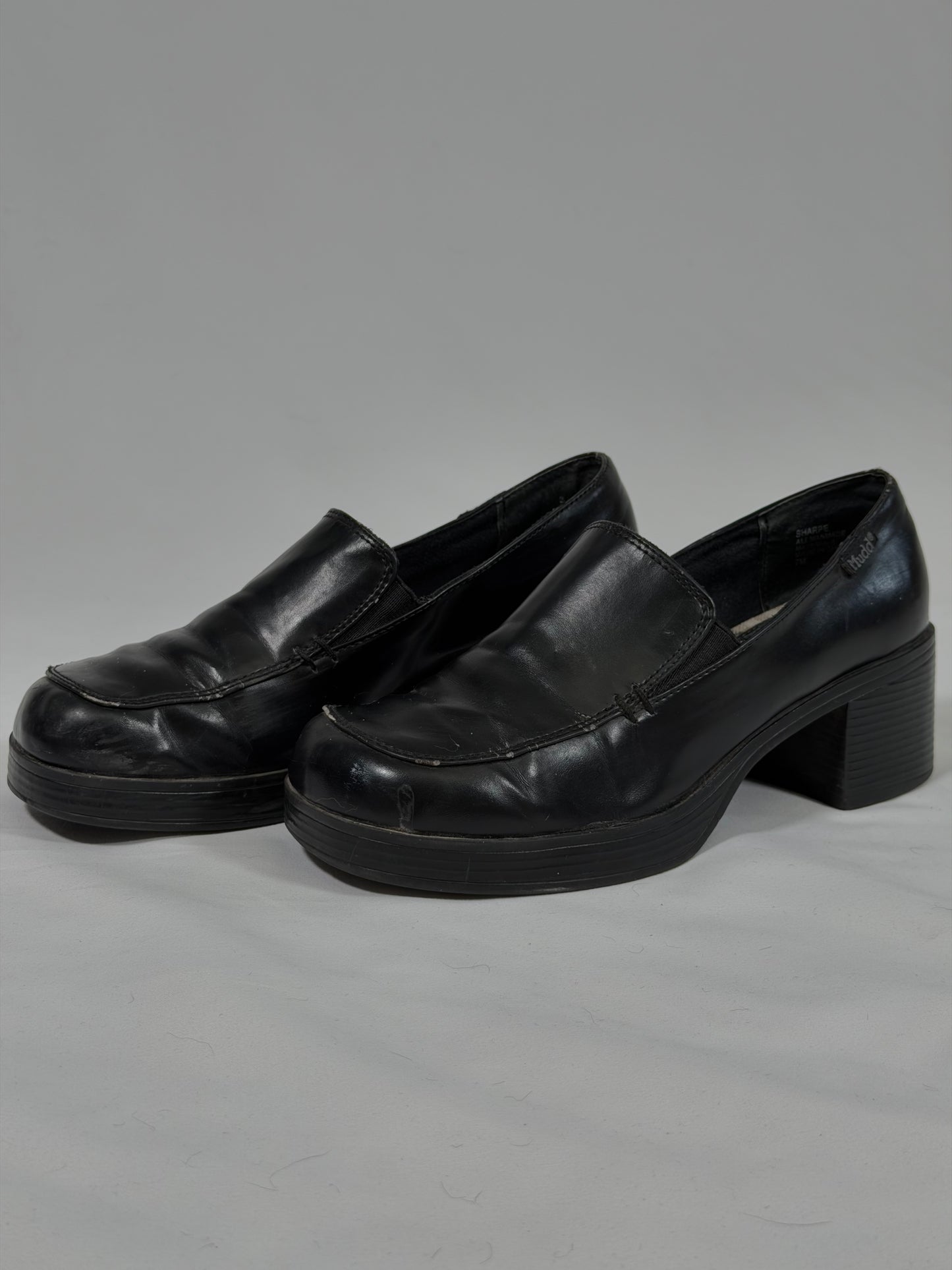 Vintage Y2K Mudd black chunky platform loafers