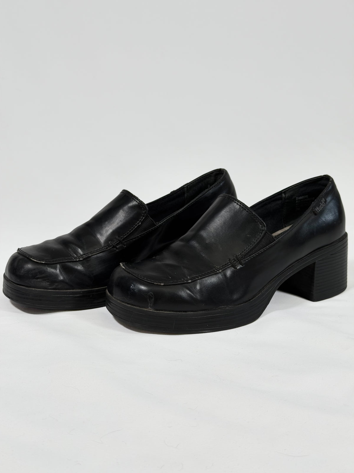 Vintage Y2K Mudd black chunky platform loafers