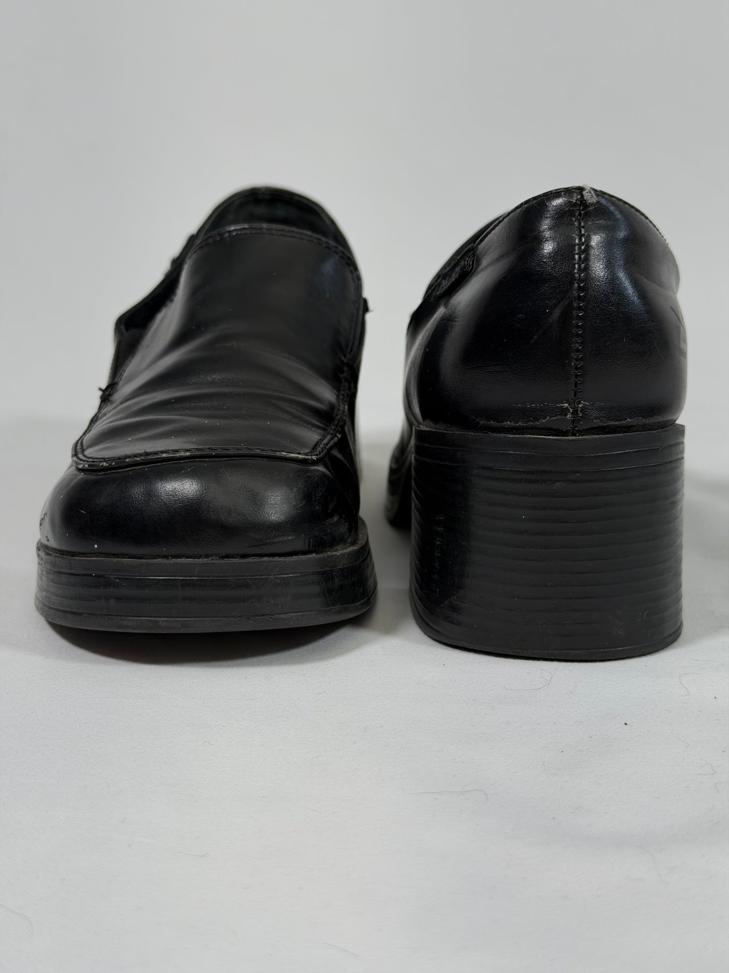 Vintage Y2K Mudd black chunky platform loafers