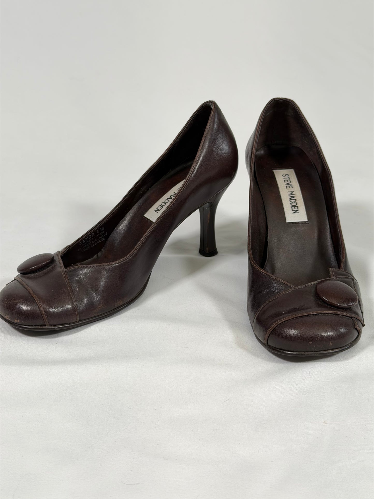 Vintage Y2K Steven Madden brown leather kitten heels
