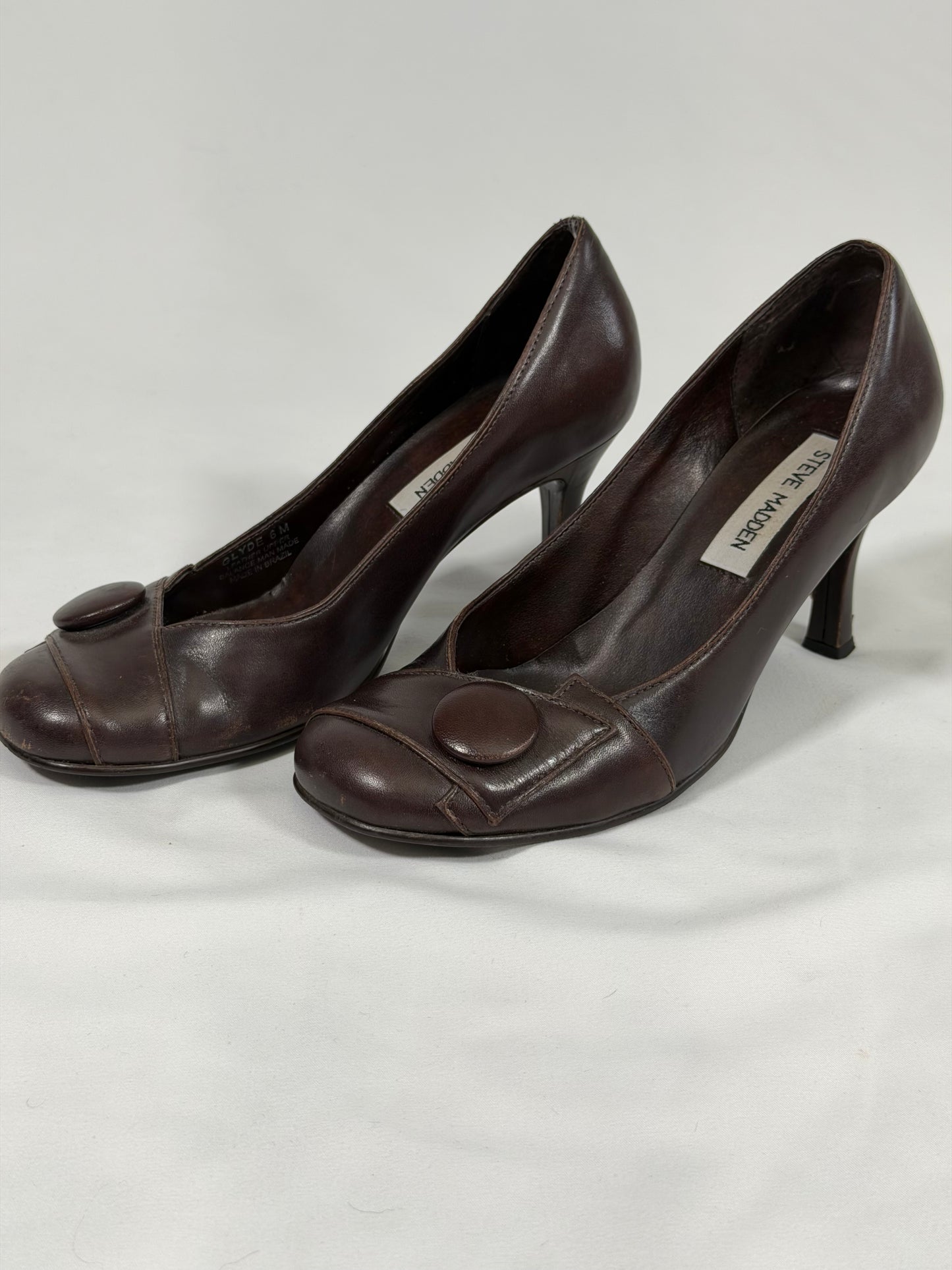 Vintage Y2K Steven Madden brown leather kitten heels