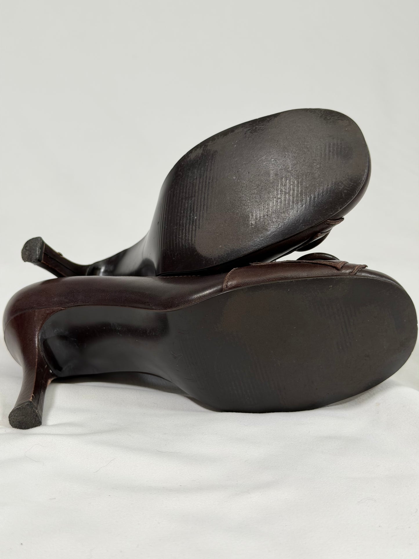 Vintage Y2K Steven Madden brown leather kitten heels