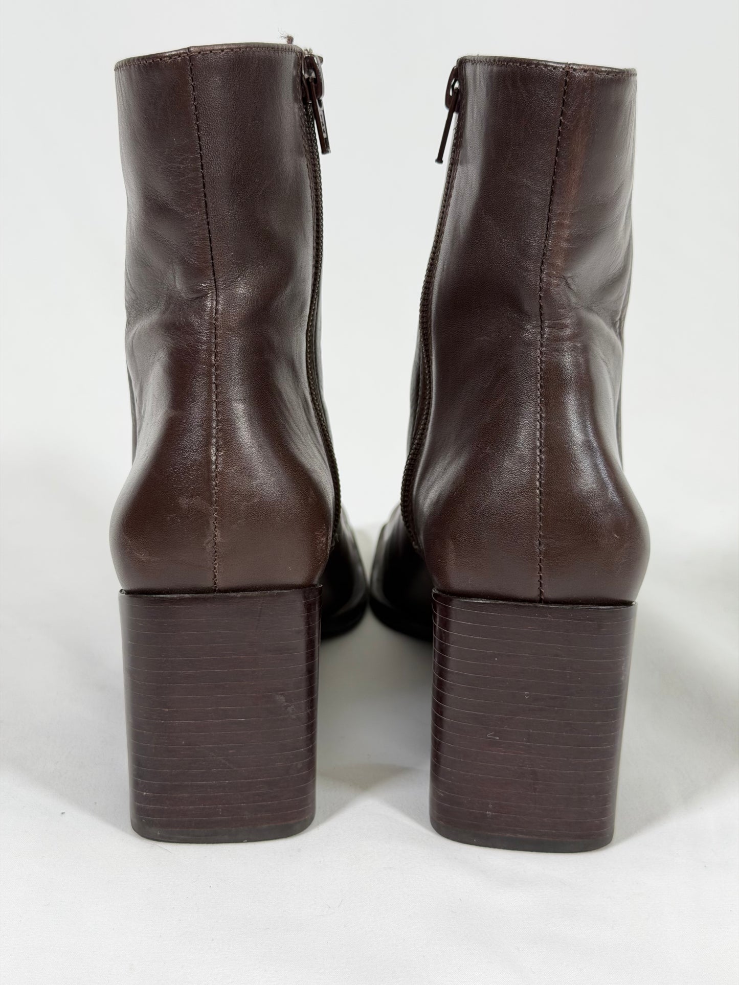 Vintage 90s Y2K Nine West brown leather square toe boots