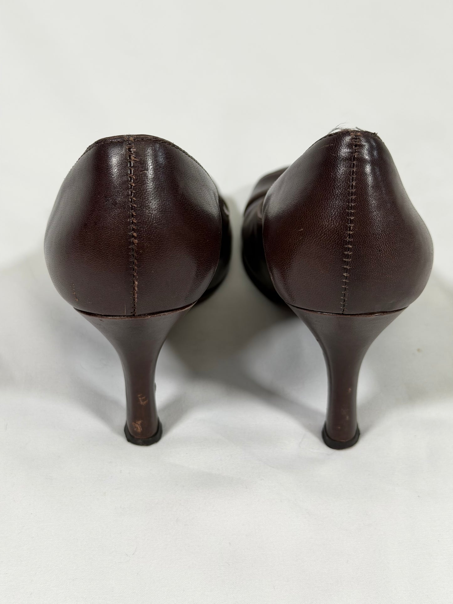 Vintage Y2K Steven Madden brown leather kitten heels