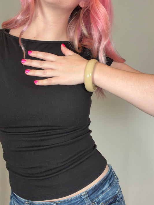 Chunky beige bangle bracelet