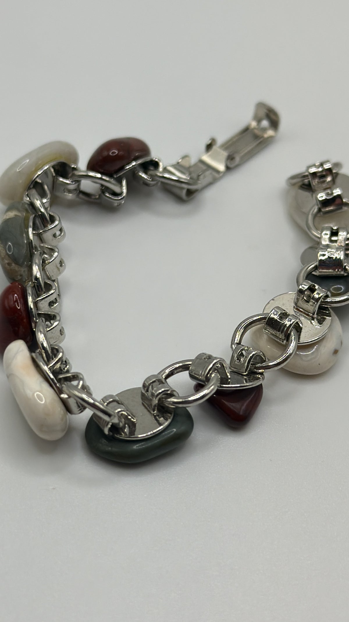 Vintage 50s/60s multi-stone tumbled pebble link bracelet