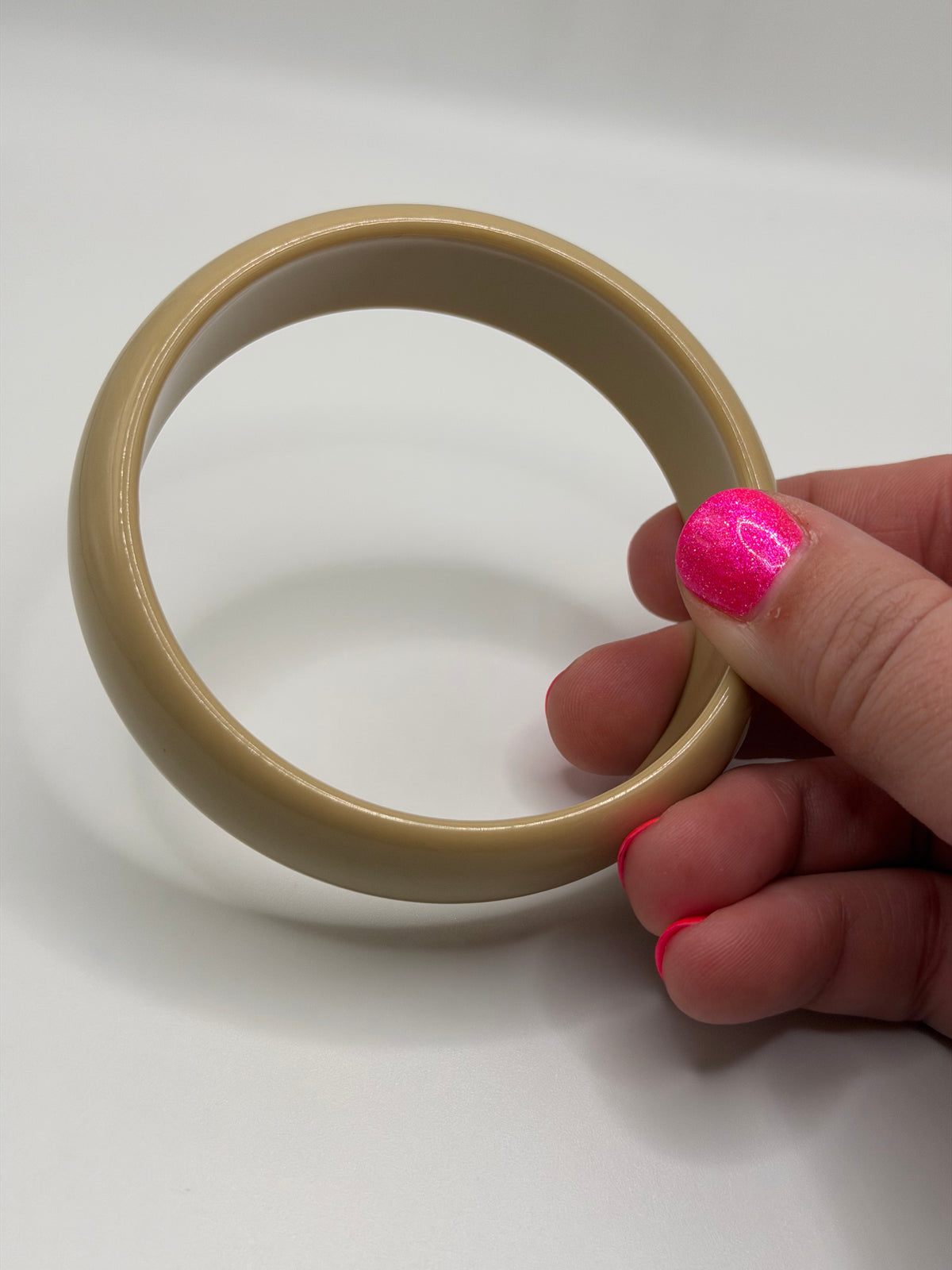 Chunky beige bangle bracelet