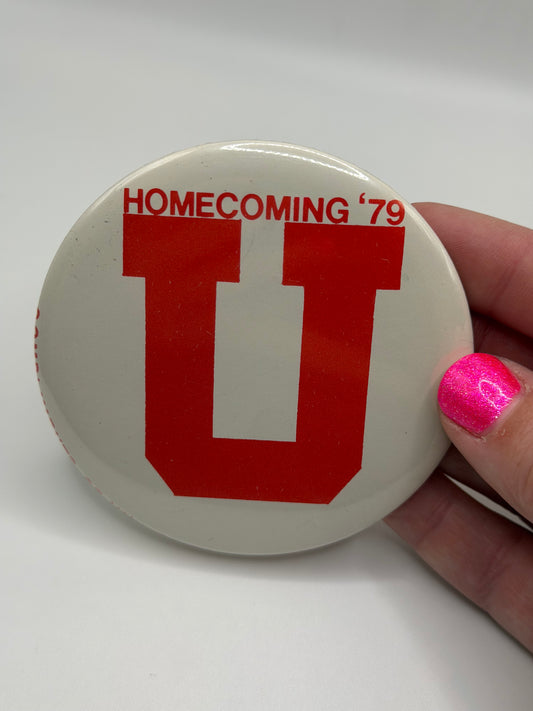 Vintage 70s University of Utah "homecoming '79" pinback button