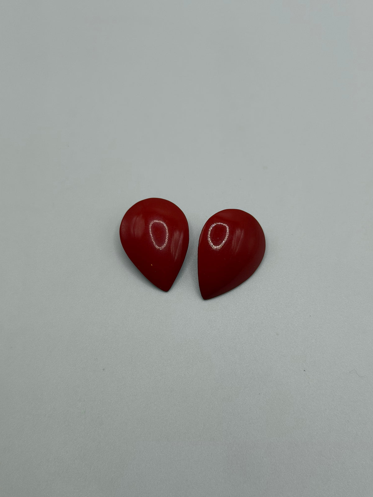 Vintage 1980s red enamel teardrop clip-on earrings