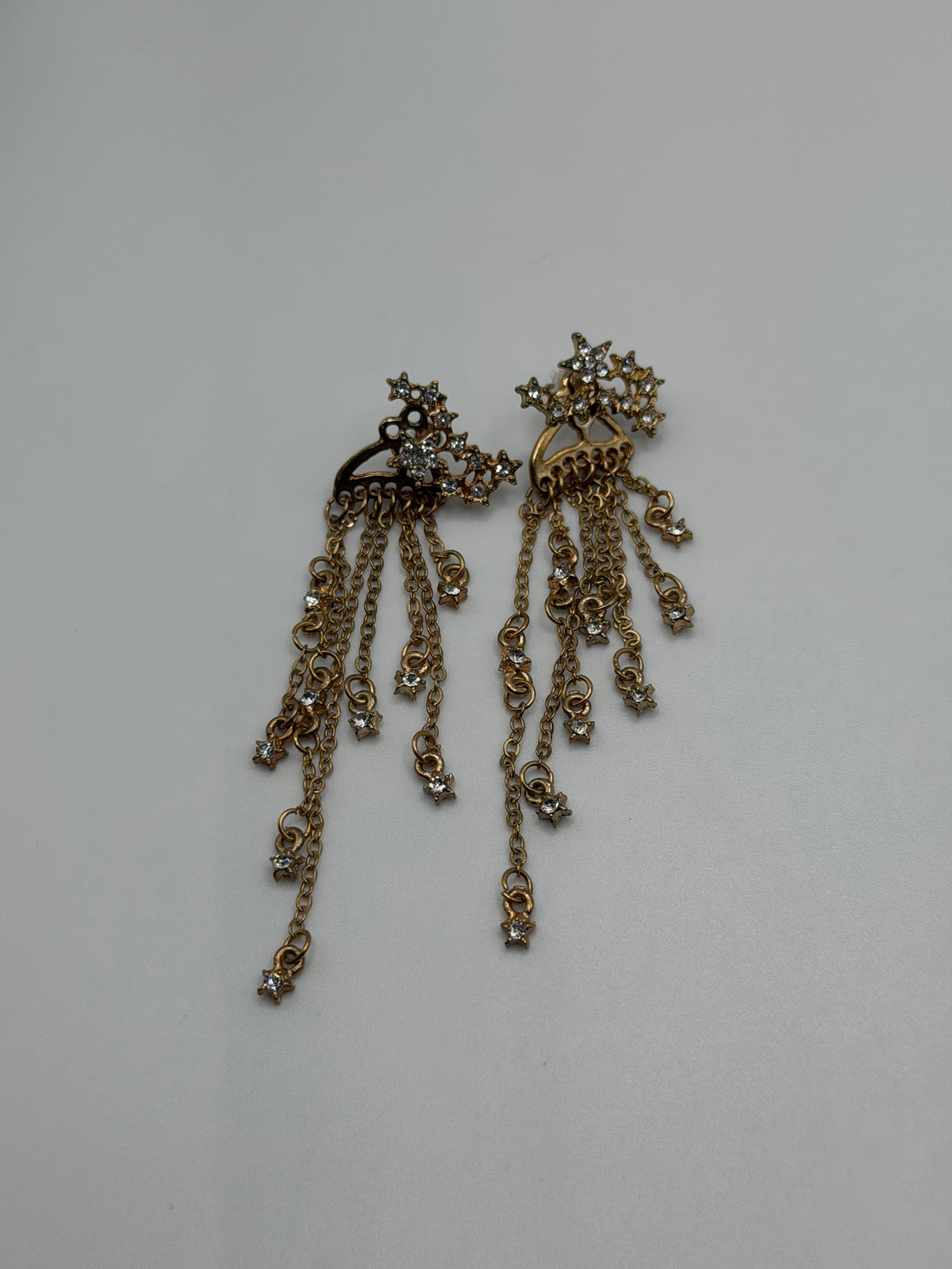 Celestial rhinestone chandelier fringe earrings
