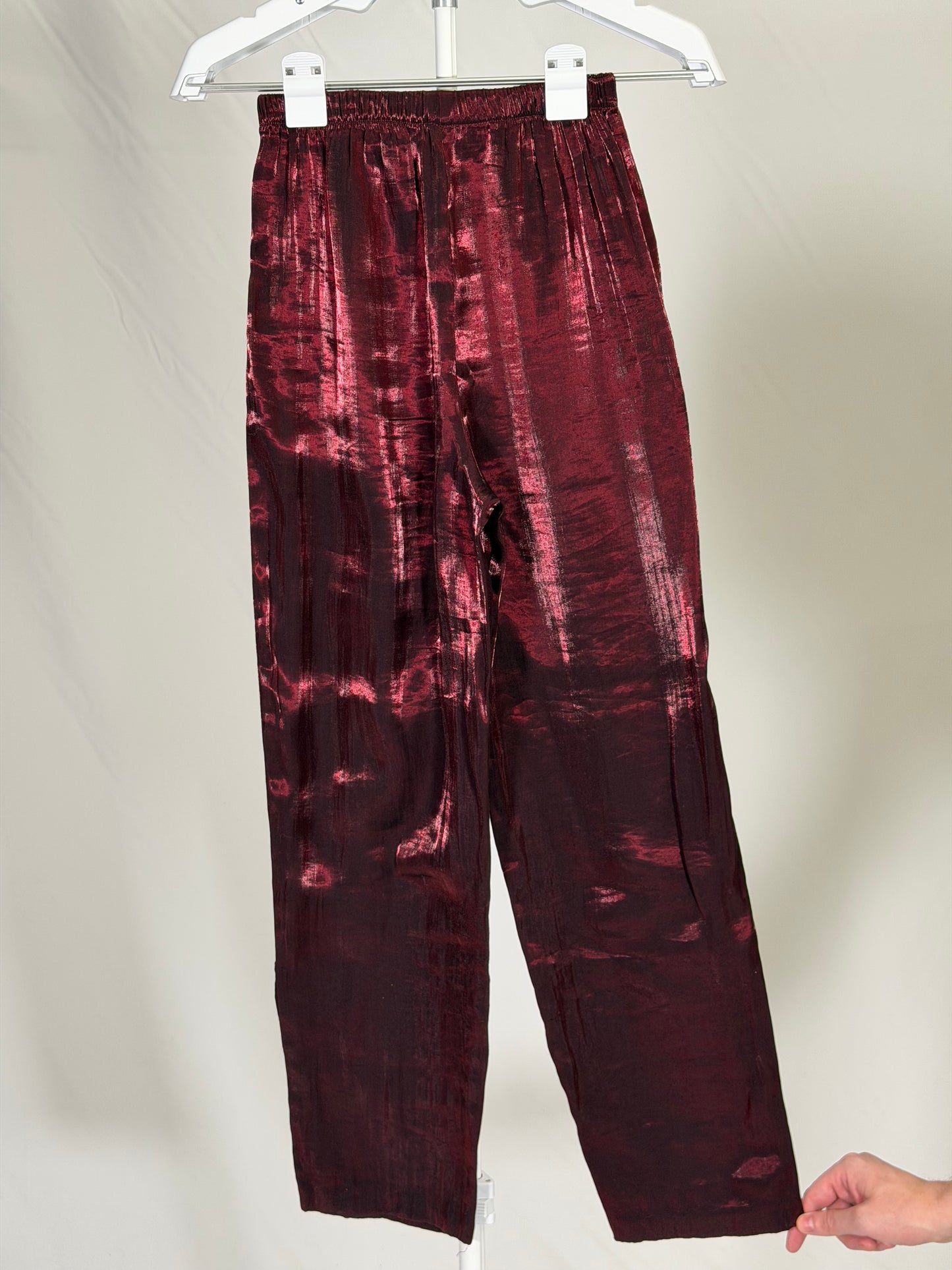Vintage 70s metallic wine liquid satin pants