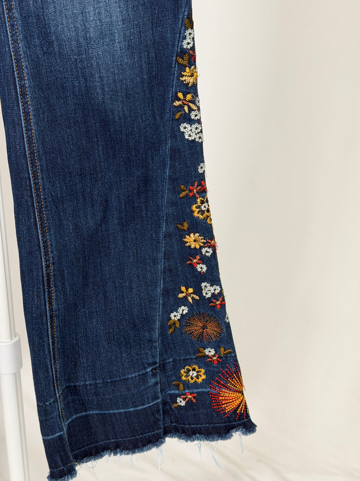 Ashley Mason floral embroidered flare jeans