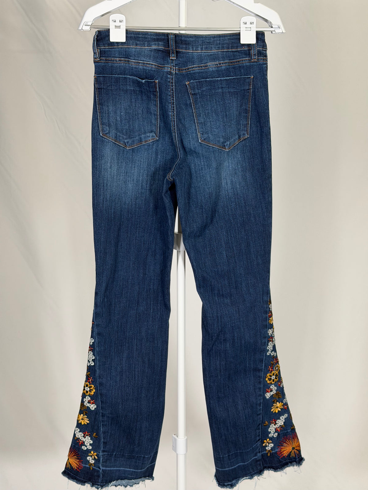 Ashley Mason floral embroidered flare jeans