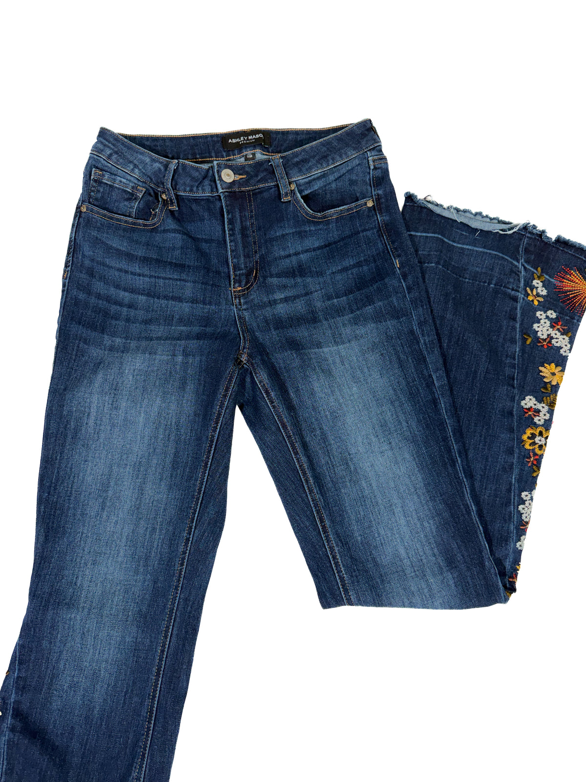 Ashley Mason floral embroidered flare jeans