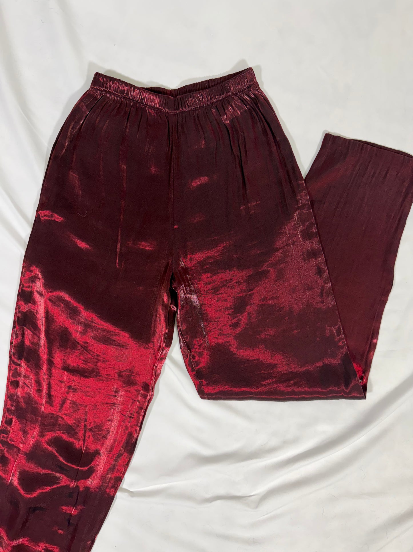 Vintage 70s metallic wine liquid satin pants