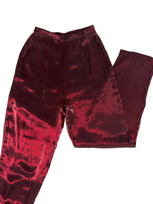 Vintage 70s metallic wine liquid satin pants
