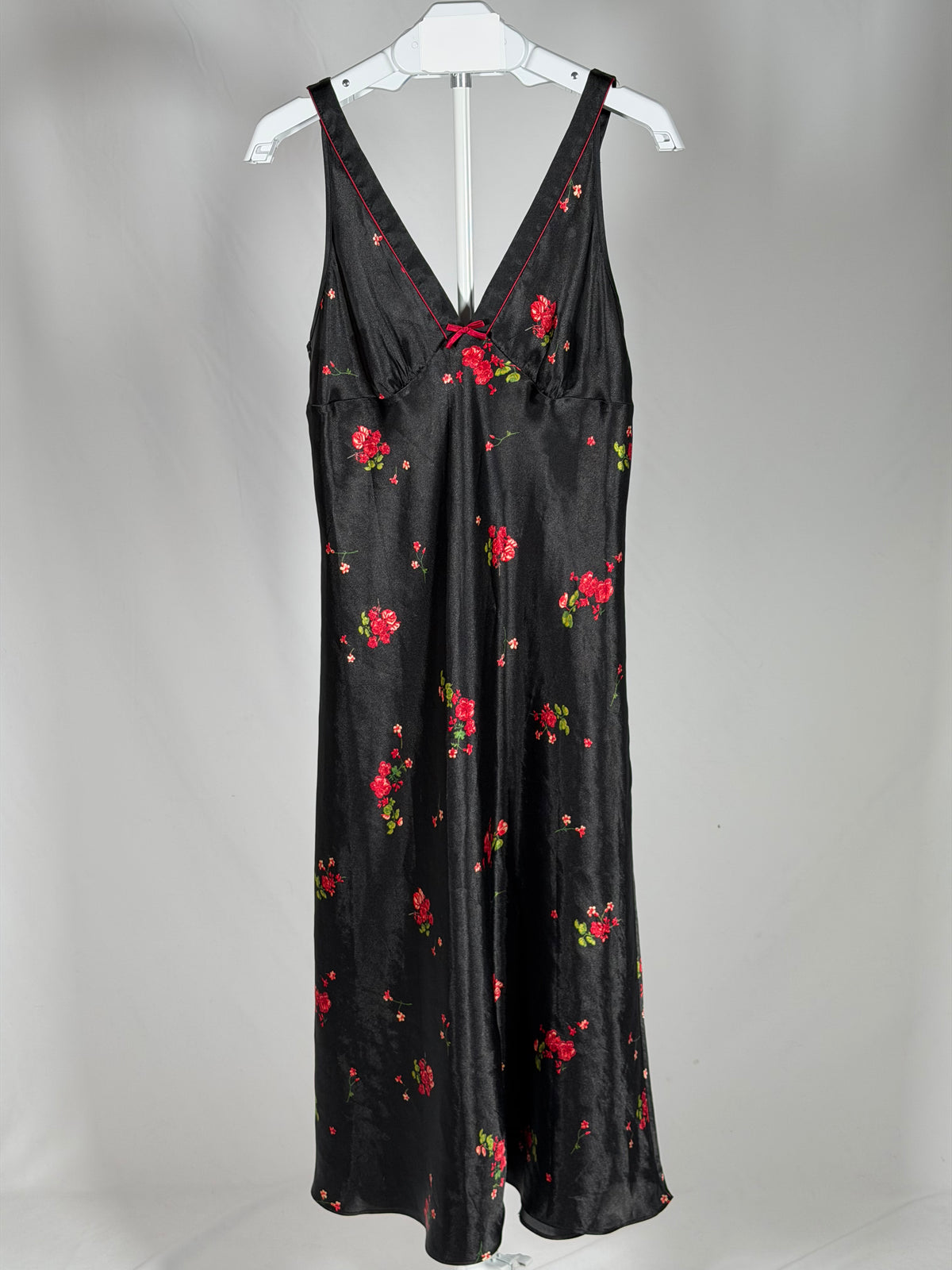 Vintage Y2K Jones New York black/floral satin slip dress